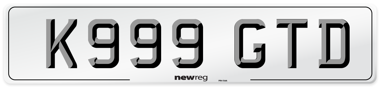 K999 GTD Number Plate from New Reg